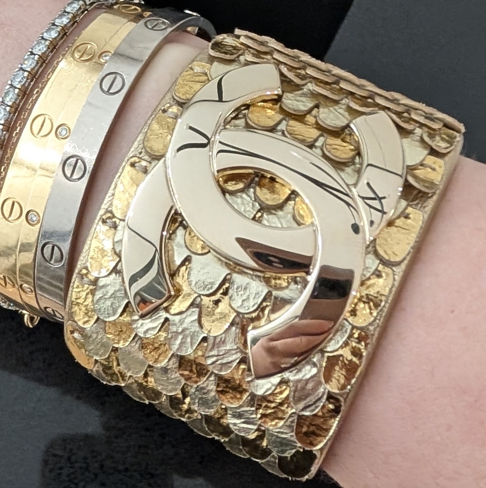 CHANEL Gold and Silver Cuff Bracelet - Picture 2 of 5
